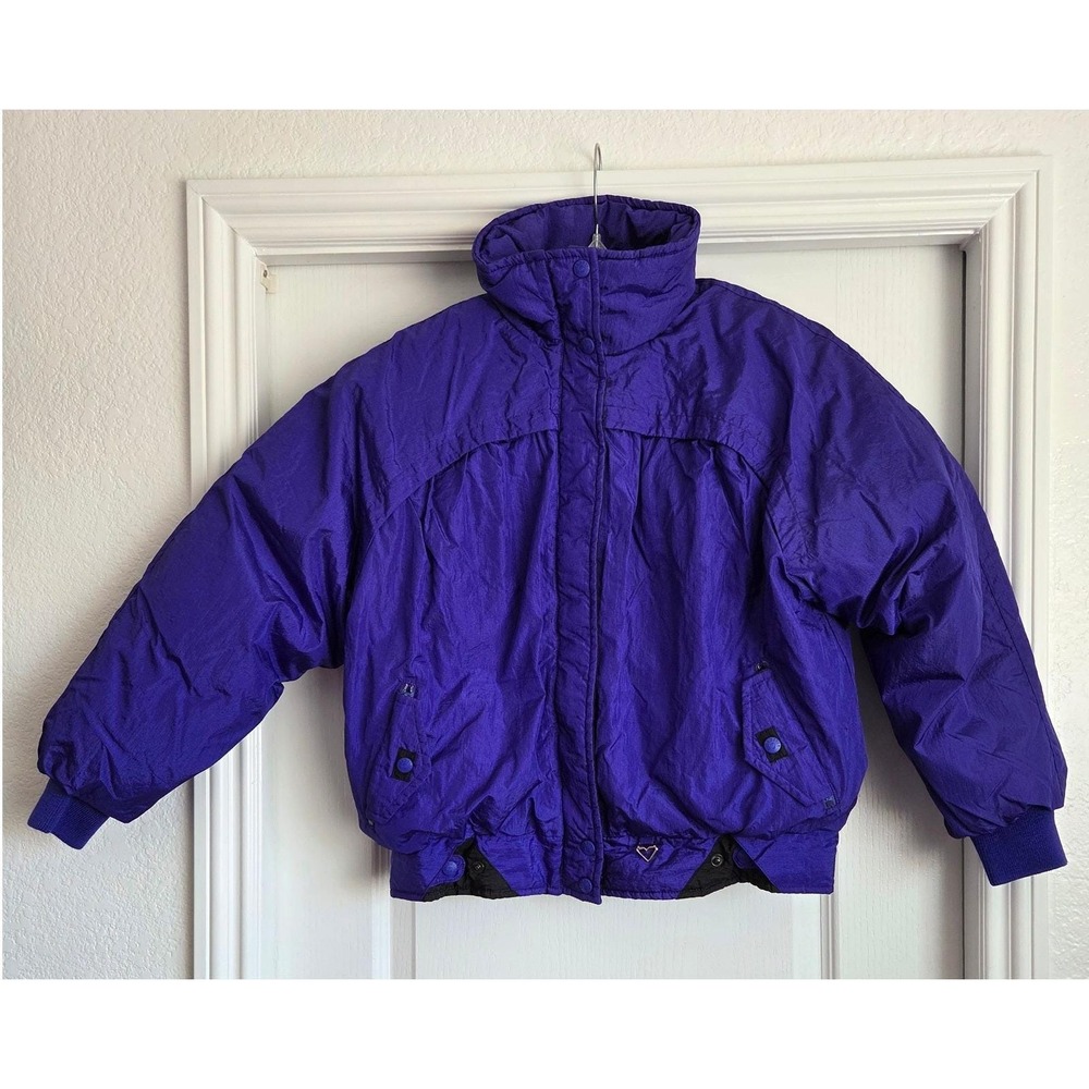 Vintage 80s Obermeyer Dreamer Purple Down Ski‎ Snowboard Recco Jacket Women Sz 8